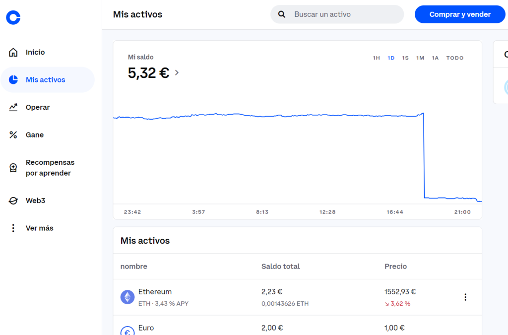 Mis activos Coinbase